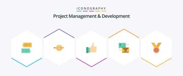 Project Management Development Flat Icon Pack Including Mail Mailing Development — Vector de stock