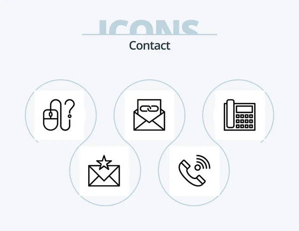 Contact Line Icon Pack Icon Design Contact Communication Info Conversation — Vettoriale Stock