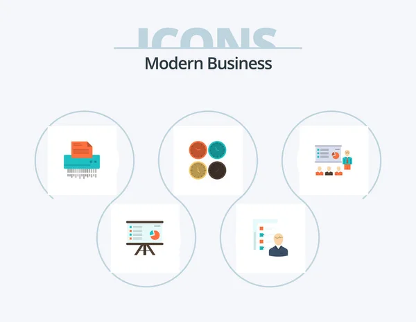 Modern Business Flat Icon Pack Icon Design Data Shredder Abilities — ストックベクタ