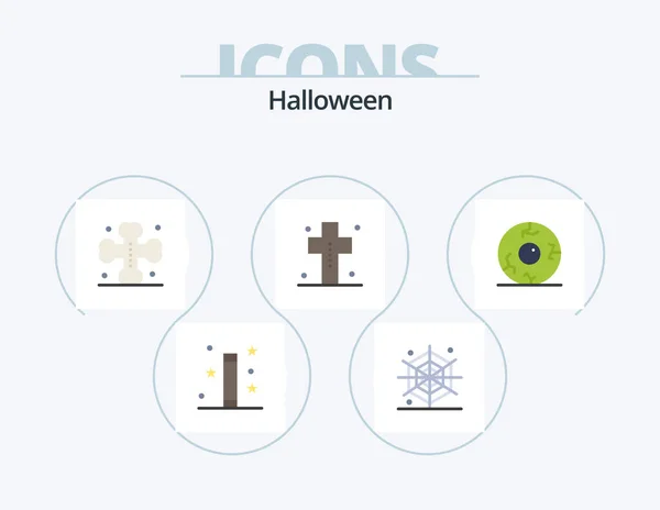 Halloween Flat Icon Pack Icon Design Eye Halloween Bats Graveyard — Stock Vector
