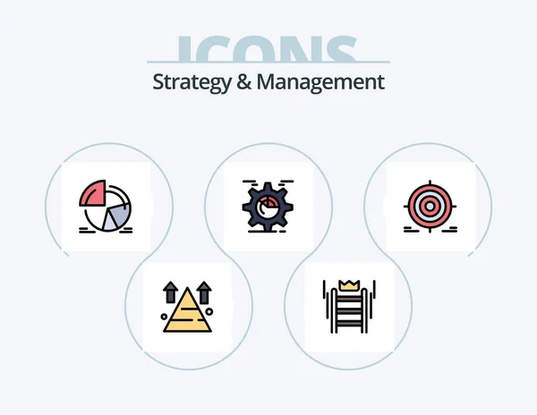 Strategy Management Line Filled Icon Pack Icon Design Achievement Mountain — Wektor stockowy