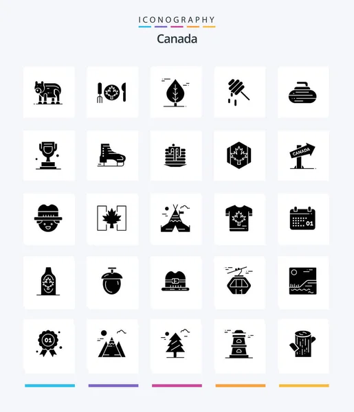 Creative Canada Glyph Solid Black Icon Pack Sport Curling Leaf — Archivo Imágenes Vectoriales