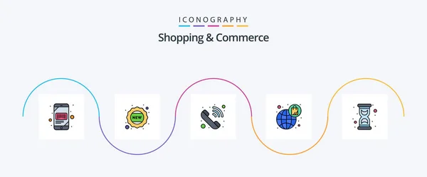 Shopping Commerce Line Filled Flat Icon Pack Including Hour Bag — Stock Vector