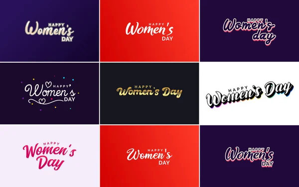 International Women Day Vector Hand Written Typography Background Bold Vibrant — Stok Vektör
