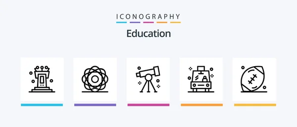 Education Line Icon Pack Including Creativity Bulb Glasses Page Favorite — Stok Vektör