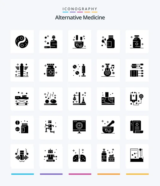 Creative Alternative Medicine Glyph Solid Black Icon Pack Medicine Healthcare — Stock Vector