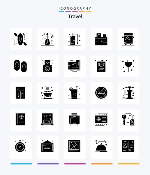 Creative Travel Glyph Solid Black Icon Pack Flops Travel Vacation — Stockový vektor