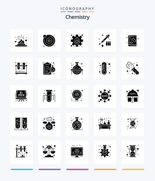 Δημιουργική Χημεία Glyph Solid Black Icon Pack Όπως Χημεία Βιβλίο — Διανυσματικό Αρχείο