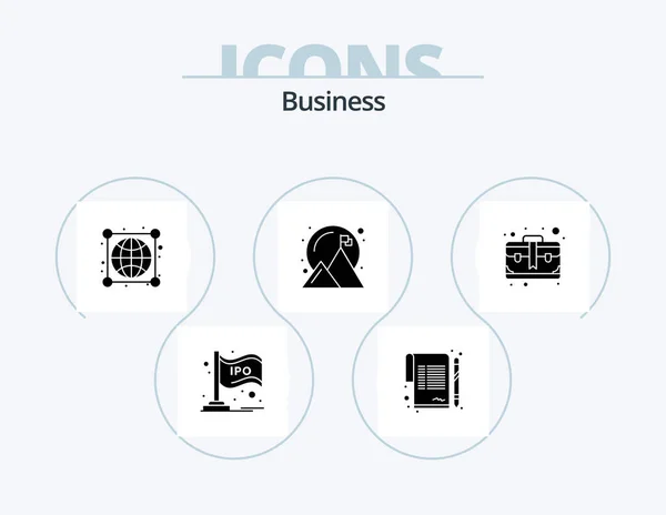 Icône Glyphe Affaires Pack Icône Design Sac Objectif Accord Réalisation — Image vectorielle
