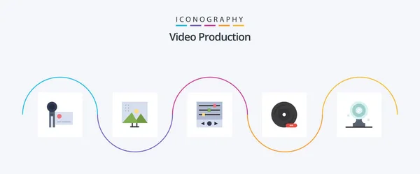 Video Production Flat Icon Pack Including Dvd Photo Editing Sound — Stock Vector