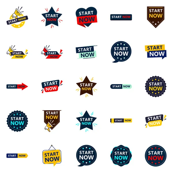Start Now Unique Typographic Designs Stand Out Drive Engagement — Stok Vektör