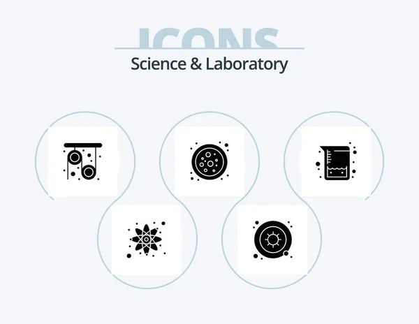 Science Glyph Icon Pack Icon Design Test Pulley Flasks Connection — ストックベクタ