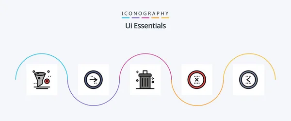Essentials Line Filled Flat Icon Pack Inclusief Close Annuleer Interface — Stockvector