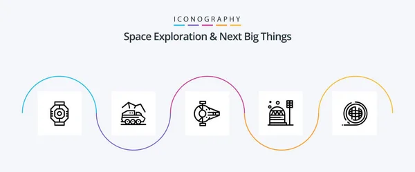 Space Exploration Next Big Things Line Icon Pack Включая Строительство — стоковый вектор