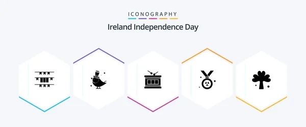 Ireland Independence Day Glyph Icon Pack Including Green Ireland Sparrow — Stockvektor