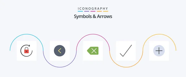 Symbols Arrows Flat Icon Pack Including Delete New Add — Stockvektor
