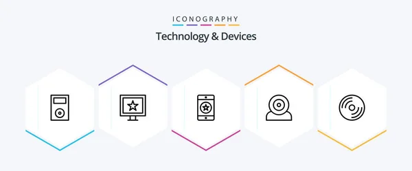Devices Line Icon Pack Including Technology Gadget Cellphone Devices Phone — Vector de stock