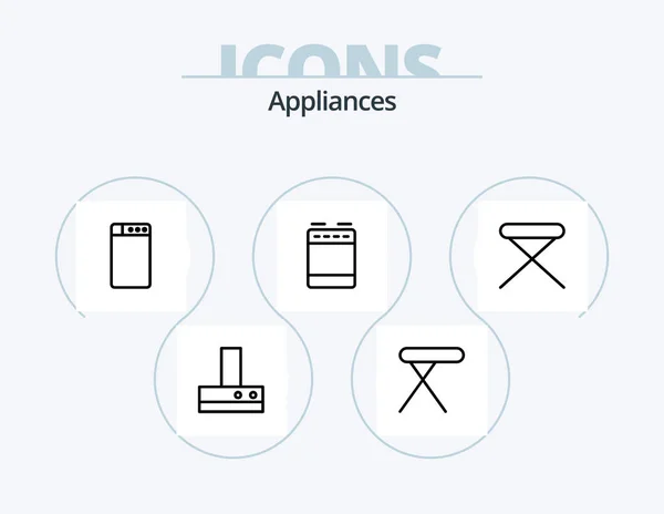 Spotřebiče Line Icon Pack Icon Design Topení Lednička Domácí Spotřebiče — Stockový vektor