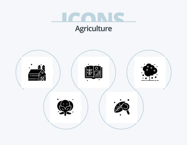 Landbouw Glyph Icon Pack Icon Design Natuur Schuur Boom Boerderij — Stockvector