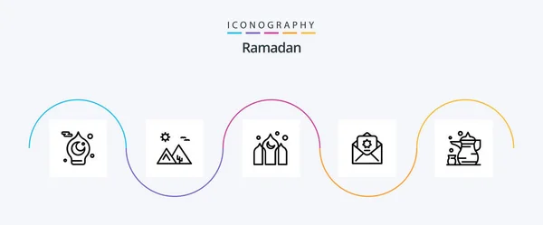Ramadan Line Icon Pack Incluido Kareem Árabe Asia — Archivo Imágenes Vectoriales