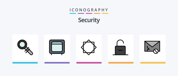 Security Line Filled Icon Pack Including Mail Security Block Padlock — Stock Vector