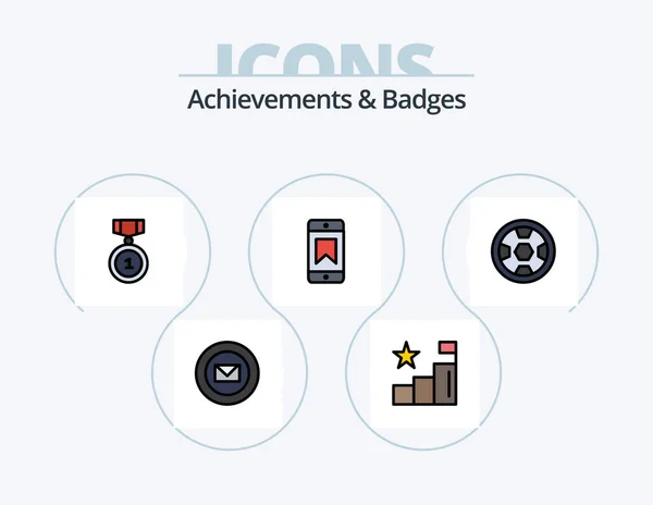 Conquistas Distintivos Line Filled Icon Pack Icon Design Prémio Alvo — Vetor de Stock