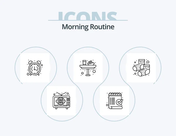 Morning Routine Line Icon Pack Icon Design Breakfast Bag Breakfast — 图库矢量图片