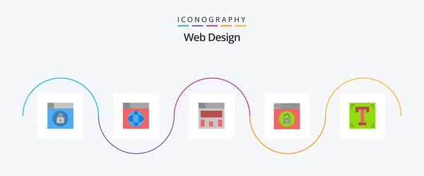 Web Design Flat Icon Pack Including Program Font Graphics Design — Vettoriale Stock