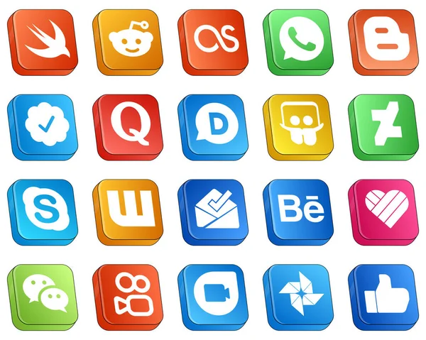Iconos Isométricos Para Popular Social Media Pack Como Likee Bandeja — Archivo Imágenes Vectoriales