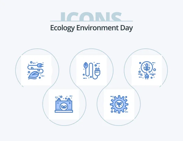 Ecology Blue Icon Pack Icon Design Eco Biografia Preferência Eco — Vetor de Stock