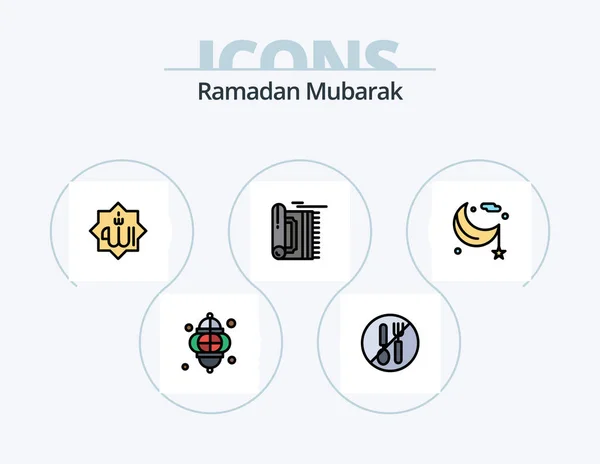 Ramadan Line Filled Icon Pack Icon Design Donation Hand Islam — Stock Vector