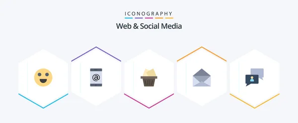 Web Social Media Flat Icon Pack Including User Box Man — Image vectorielle