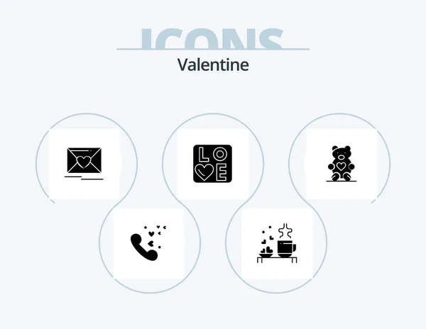 Valentine Glyph Icon Pack Icon Design Liebe Valentinen Tee Valentin — Stockvektor