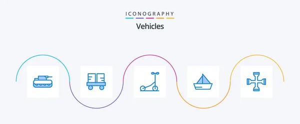 Vehicles Blue Icon Pack Including Cross Vehicles Lift Truck Ship — Vettoriale Stock