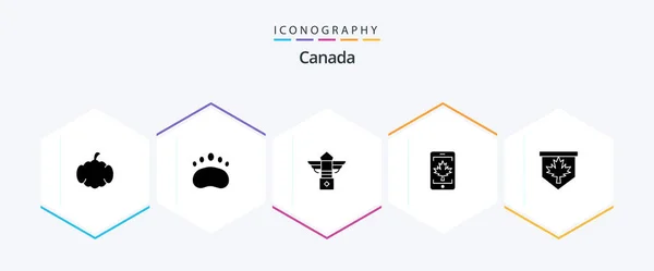 Канада Glyphh Icon Pack Including Tag Канада Зоология Сотовый Канада — стоковый вектор