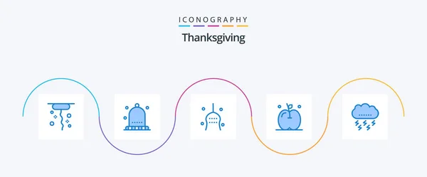 Thanks Giving Blue Icon Pack Including Lightning Autumn Superstition Thanksgiving — Archivo Imágenes Vectoriales