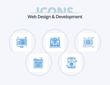 Web Design And Development Blue Icon Pack 5 Icon Design. agile. invention. code. idea. bulb