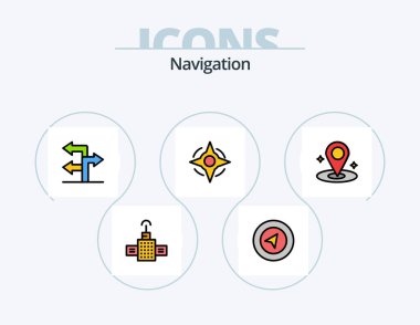 Navigation Line Filled Icon Pack 5 Icon Design. pin. pin. globe. map. journey
