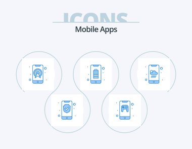 Mobile Apps Blue Icon Pack 5 Icon Design. mobile. battery. controller. app. navigation