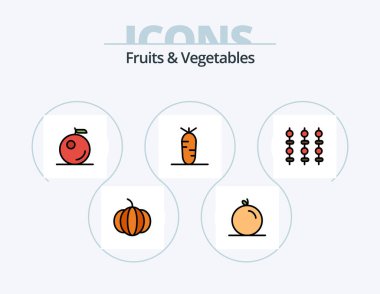 Fruits and Vegetables Line Filled Icon Pack 5 Icon Design. . lemon. kiwi. fruit. wheat