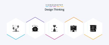 Design Thinking 25 Glyph icon pack including modeling. animationd. service. pen