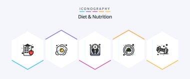 Diet And Nutrition 25 FilledLine icon pack including fitness. diet. diet. organic. no diet