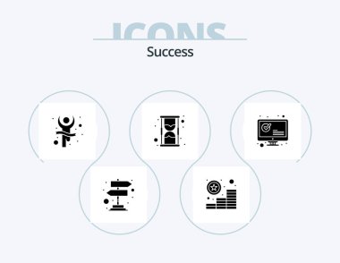 Sucess Glyph Icon Pack 5 Icon Design. screen. marked. success. correct. hour