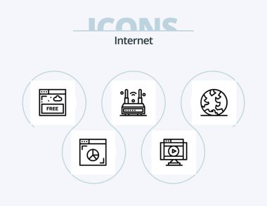 Internet Line Icon Pack 5 Icon Design. internet. video. network. technology. call