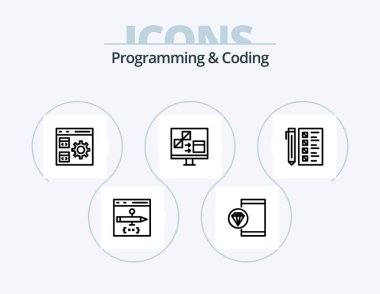 Programming And Coding Line Icon Pack 5 Icon Design. develop. app. development. development. coding