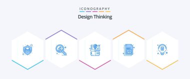 Design Thinking 25 Blue icon pack including bulb. gallery. computer. document. thinking