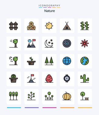 Creative Nature 25 Line FIlled icon pack  Such As nature. bamboo. nature. travel. nature