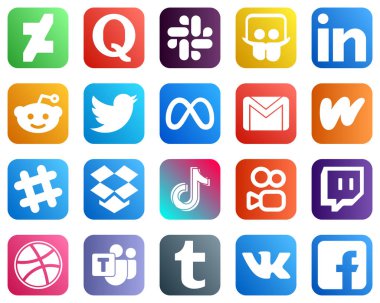 Complete Social Media Icon Pack 20 icons such as spotify. wattpad. twitter. mail and gmail icons. High quality and minimalist