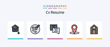 Cv Resume Line Filled 5 Icon Pack Including . education . chat .. Creative Icons Design