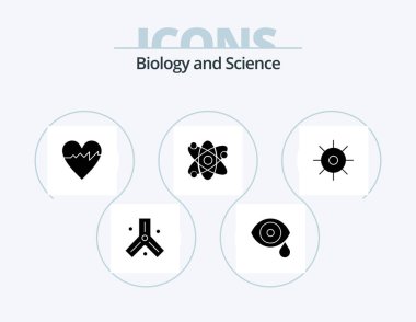 Biology Glyph Icon Pack 5 Icon Design. lab. atom. drops. bio. science